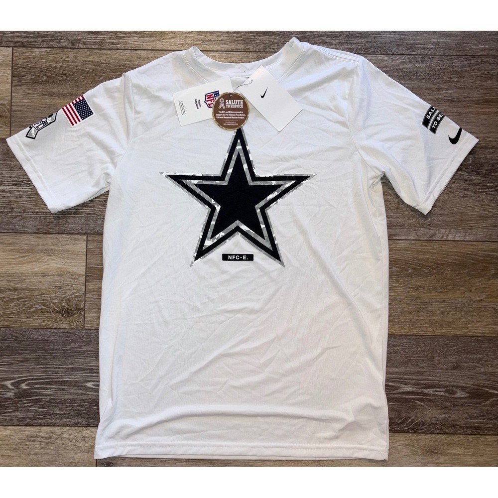 NWT Kids Dallas Cowboys Nike NFL Salute to Service Dri-Fit Tee-L (14-16)-White